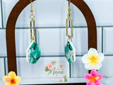Watercolor Leaves Hexagon Dangles