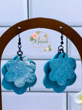 Teal Embossed Flowers