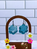 Teal Embossed Flowers
