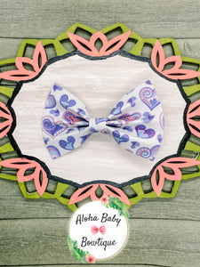 Purple Hearts Large Pinch Bow