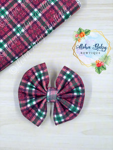 Faux Glitter Cranberry Plaid French Terry Fabric Items