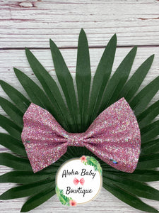 Pastel Pink Fine Glitter Large Pinch Bow