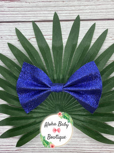 Blue Fine Glitter Large Pinch Bow