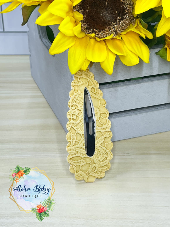 Mellow Yellow Fall Lace Jumbo Snap Clip