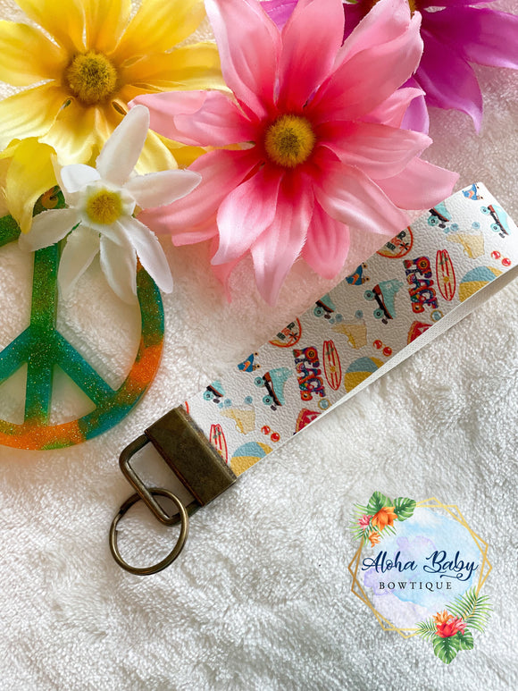 Peace and Wheels Wristlet Keychain