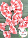 Coral Gingham Fabric Items