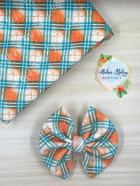 Orange & Teal Tartan Fabric Items