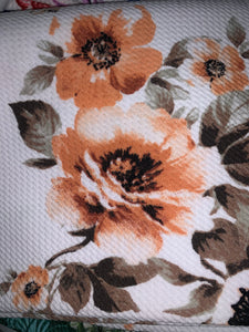 White & Peach Floral Fabric Items