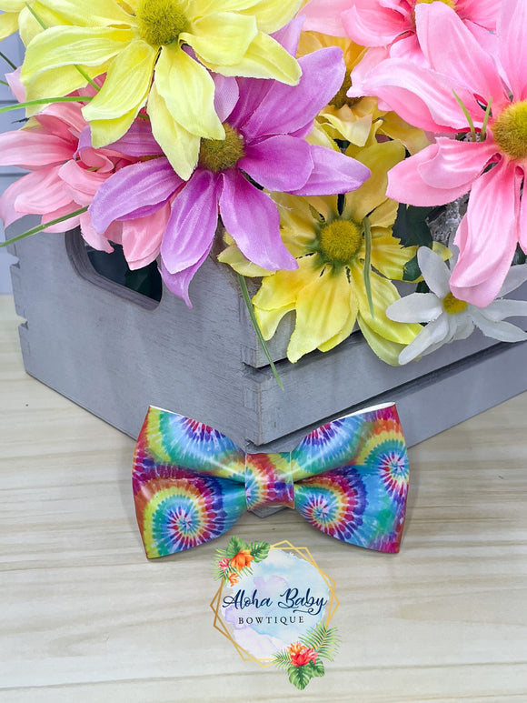 Tye Dye Spiral Clip-On Bow Tie