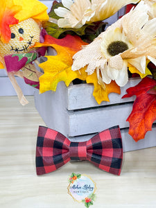 Red Buffalo Plaid Clip-On Bow Tie