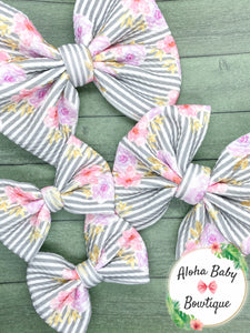 Grey Stripe Floral Fabric Items