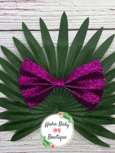 Magenta Fine Glitter Large Pinch Bow