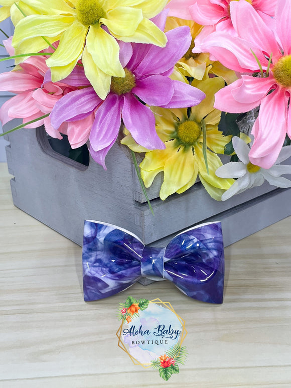 Blue Smoke Tye Dye Clip-On Bow Tie