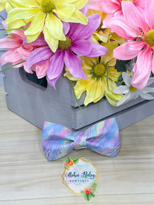 Pastel Rainbow Water Swirl Clip-On Bow Tie