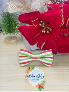 Christmas Stripes Clip-On Bow Tie