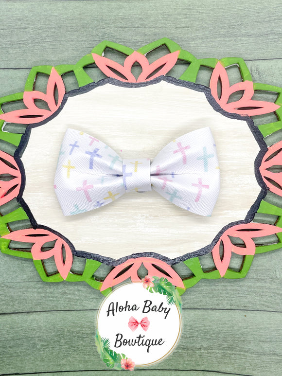 Pastel Crosses Clip-On Bow Tie