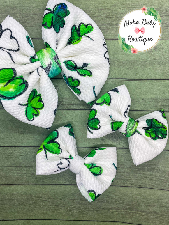 White Sketch Shamrocks Fabric Items