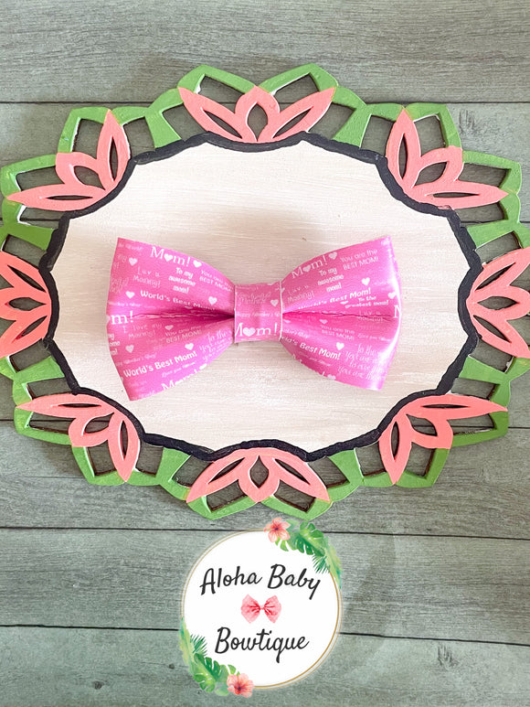 Pink Mom Clip-On Bow Tie