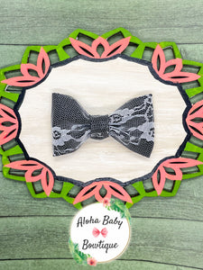 Black Lace Clip-On Bow Tie