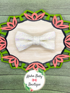 White Lace Clip-On Bow Tie