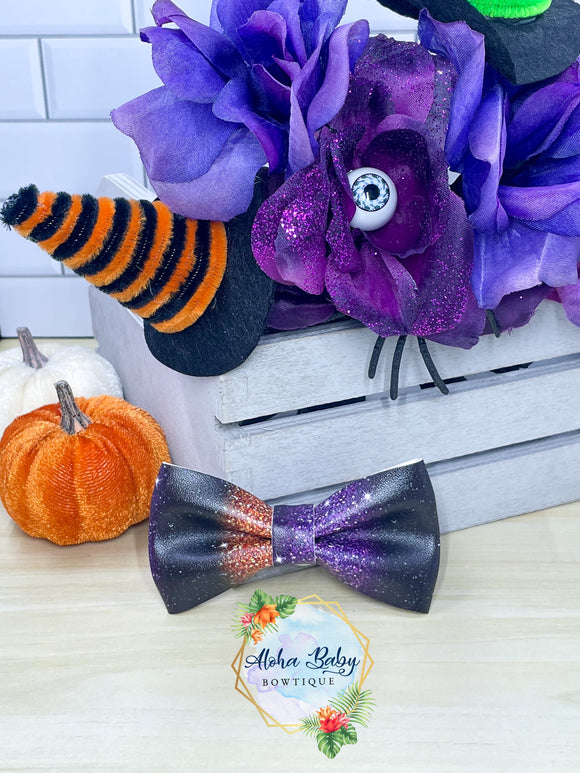 Halloween Ombre Faux Glitter Clip-On Bow Tie