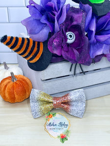 Candy Corn Faux Glitter Clip-On Bow Tie