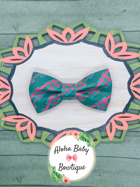 Green Tartan Plaid Clip-On Bow Tie