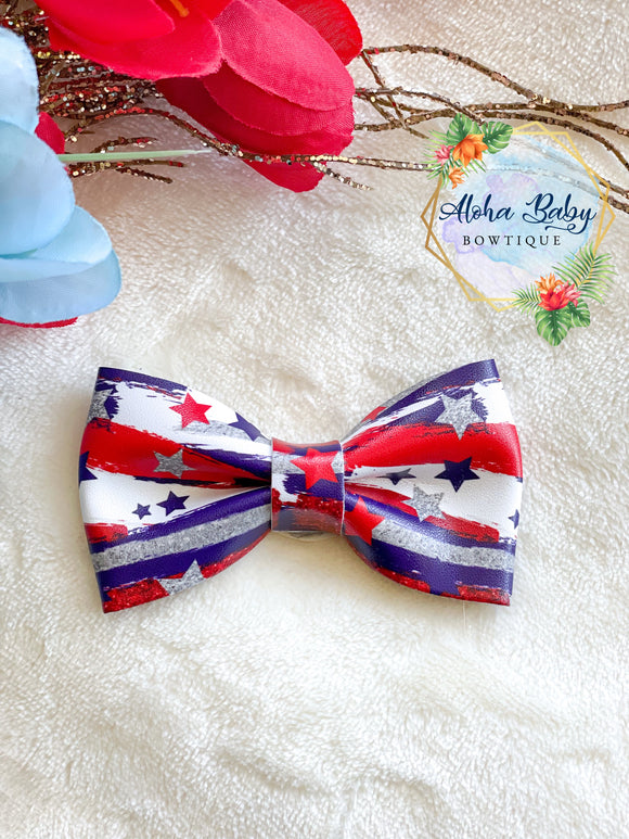 RWB Brush & Stars Clip-On Bow Tie