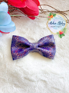 Blue Fireworks Clip-On Bow Tie